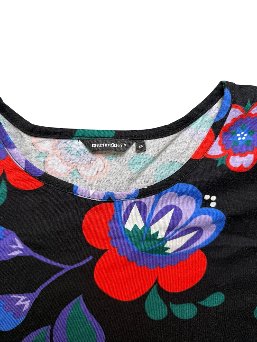 Marimekko Mukkamaija Floral Print Long Sleeve High-Low Top - Picture 6 of 8